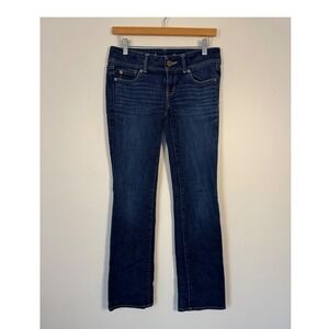 Classic Y2K American Eagle Womens 2 Slim Boot Jeans Dark Wash Blue Stretch Denim